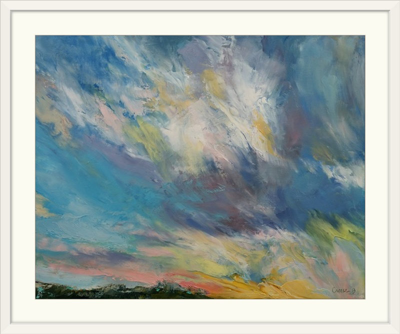 «Anjlee Clouds at Sunset» par Michael Creese - reproduction, Cadre noir, H 32 po x l 38 po x P 1 po