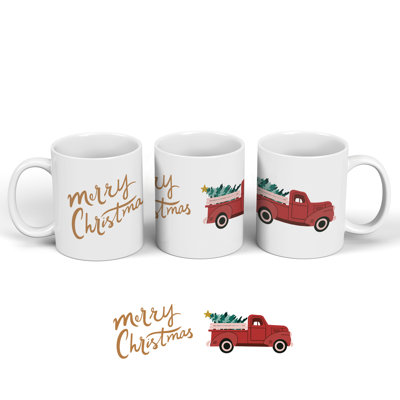 Merry Christmas Festive Truck Ceramic Classic Mug