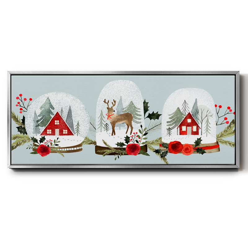 Snow Globe Village Collection D- Framed Canvas