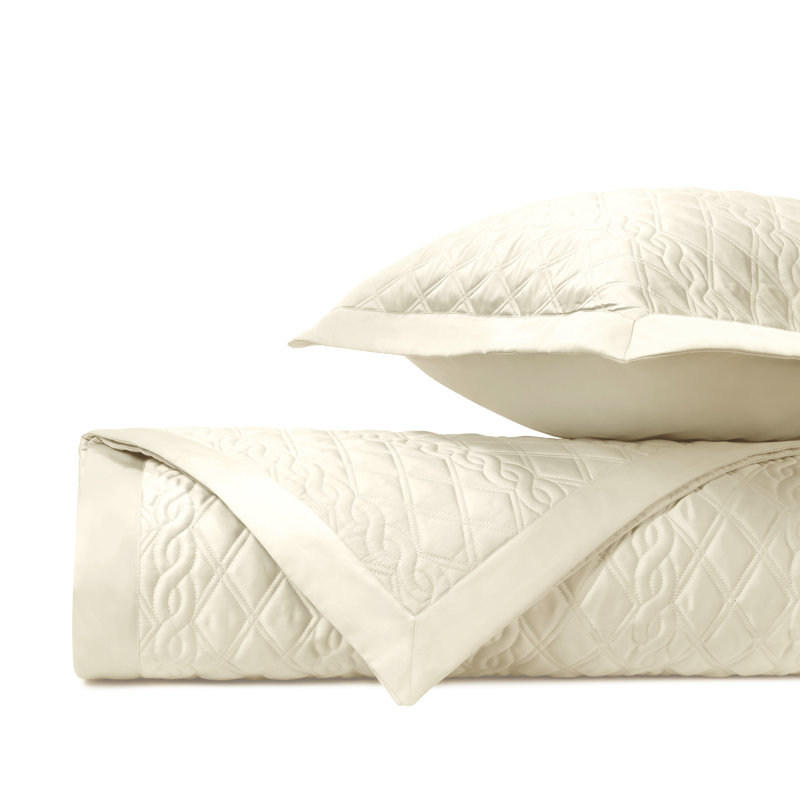 Standard Cotton 3 Piece Coverlet Set, King Coverlet + 2 King Shams, Ivory