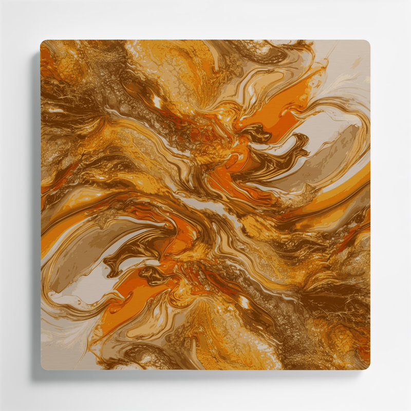 Abstrait fluide, art mural en métal brun 9, H 32 po x l 32 po