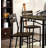 Black Metal Frame Counter Height Dining 5Pc Set Wooden Set Table Top Counter Height Dining Table 4X High Chairs Dining Room