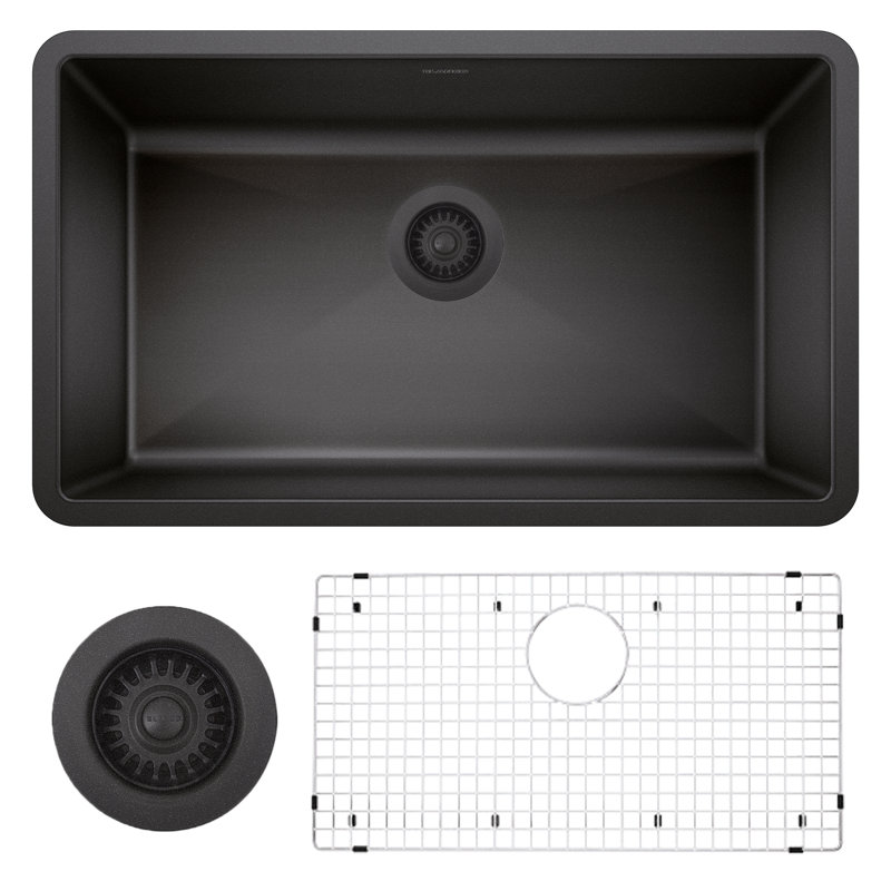 Precis 32" L x 19" W Undermount Kitchen Sink with Accessories, Anthracite