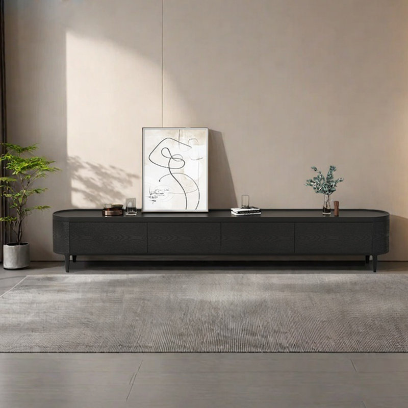 Meuble télé de luxe noir clair, 78.74"