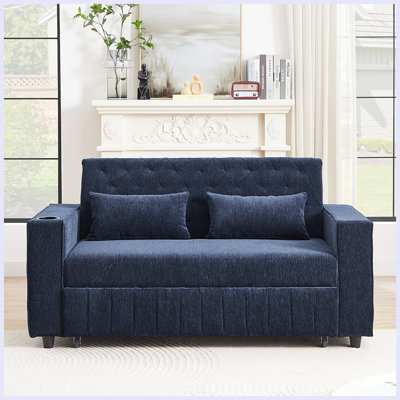 Pull-out Sofa Bed Convertible Couch Loveseat Sofa Modern Sleeper Sofa with Adjustable Backrest for Living Room