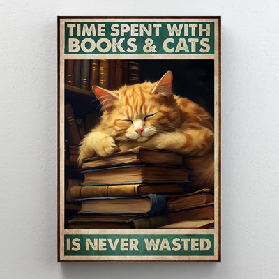 Impression sur toile, Lanecia Time Spent With Books And Cats 2
