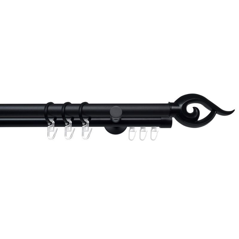 Kinloch Curtain Pole Set, 3cm H x 130cm W x 12cm D, Black