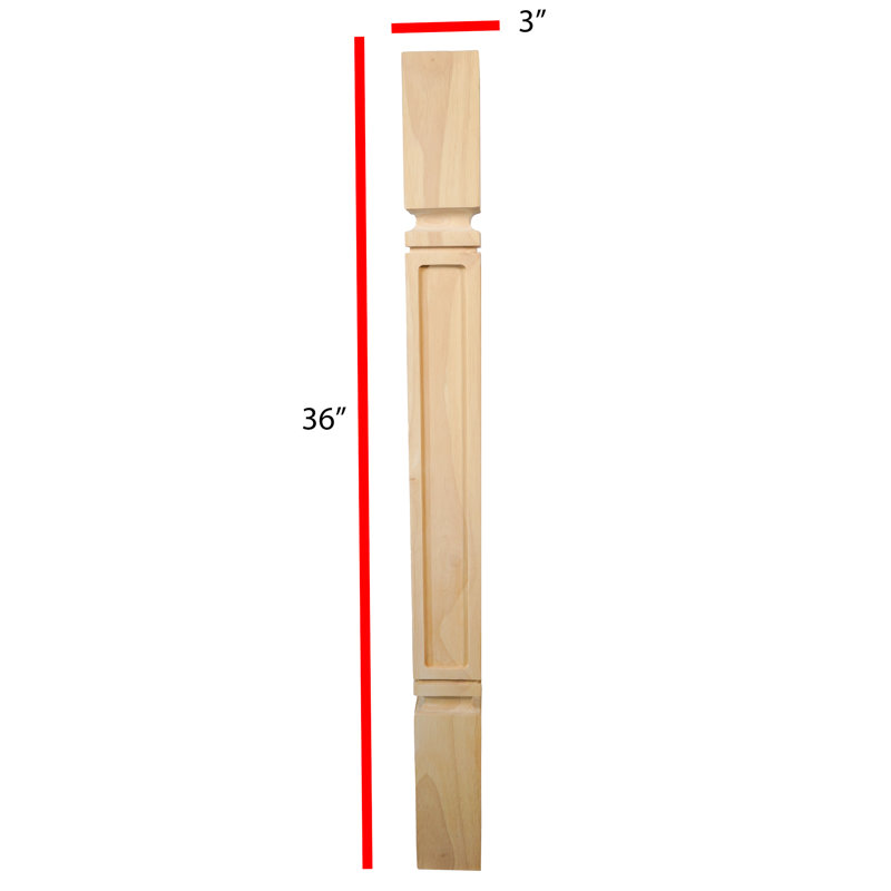 Bingltd - 36" Unfinished Island Post - 1 Pc, RubberWood