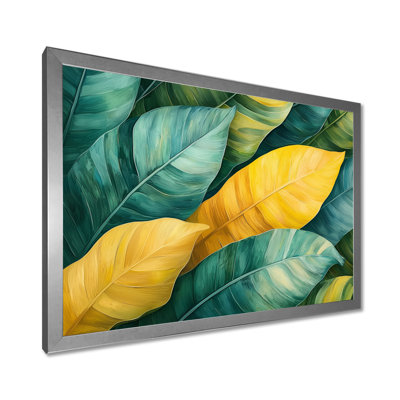 «Ifunanya Green Tropical Safari Leaves I» - art mural