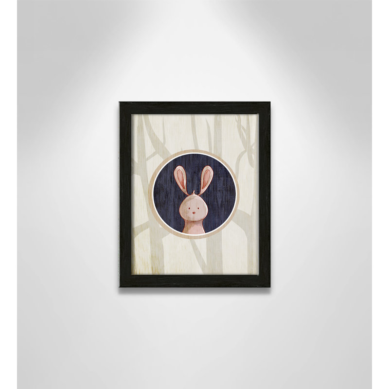«Juvenile Forest Animals», impression sur papier, H 10 po x l 8 po x P 1,18 po, Encadré de boîte à grain de bois noir
