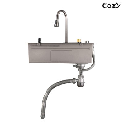 30" X 22" Kitchen Sink In Black Stainless Steel - Handmade With Functional Workstation Design Modern Black, Space Advantage