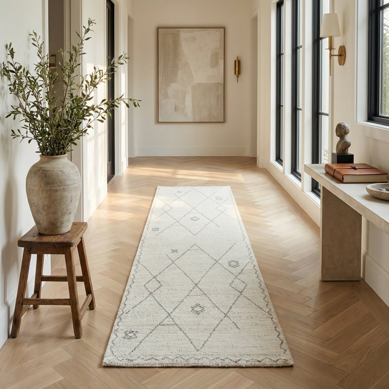 Rug Branch Nivara 2' x 8' (2'3" x 8') Beige/Cream Boho Indoor Runner Rug, Comtemporary, Medium Pile, Stain-Resistant Hallway Carpet - Entryway, Mudroom, Bedroom, and Kitchen