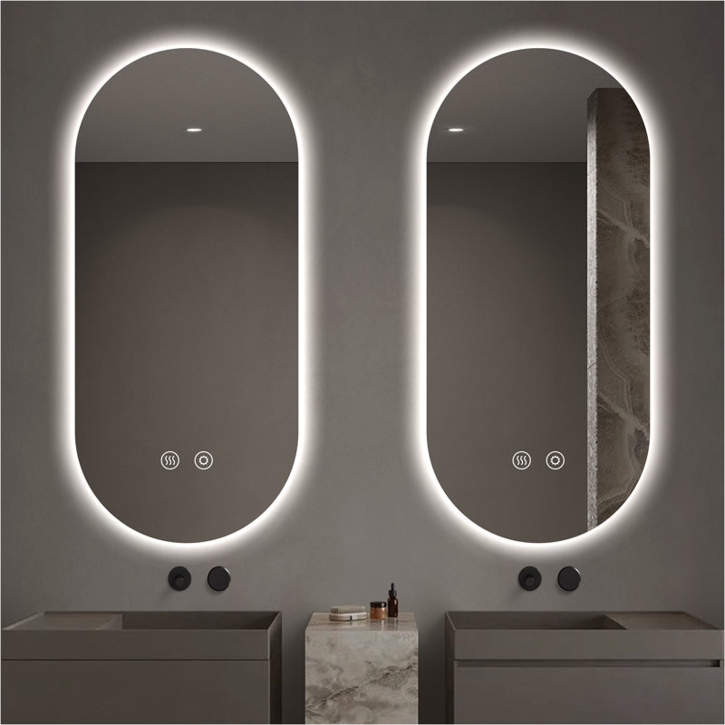 Oval Backlit LED Bathroom Vanity Mirror 24 x 36 Inch, Frameless