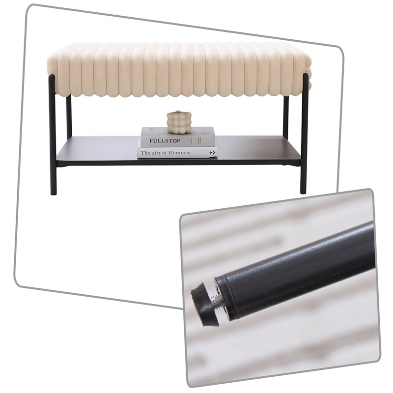 Repose-pieds avec rangement et repose-pieds Modern, Beige