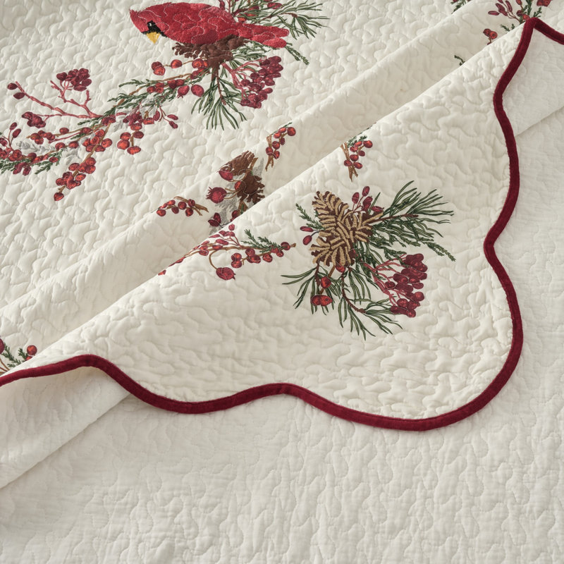 Holiday Splendor Embroidered Quilt Set, Full/Queen