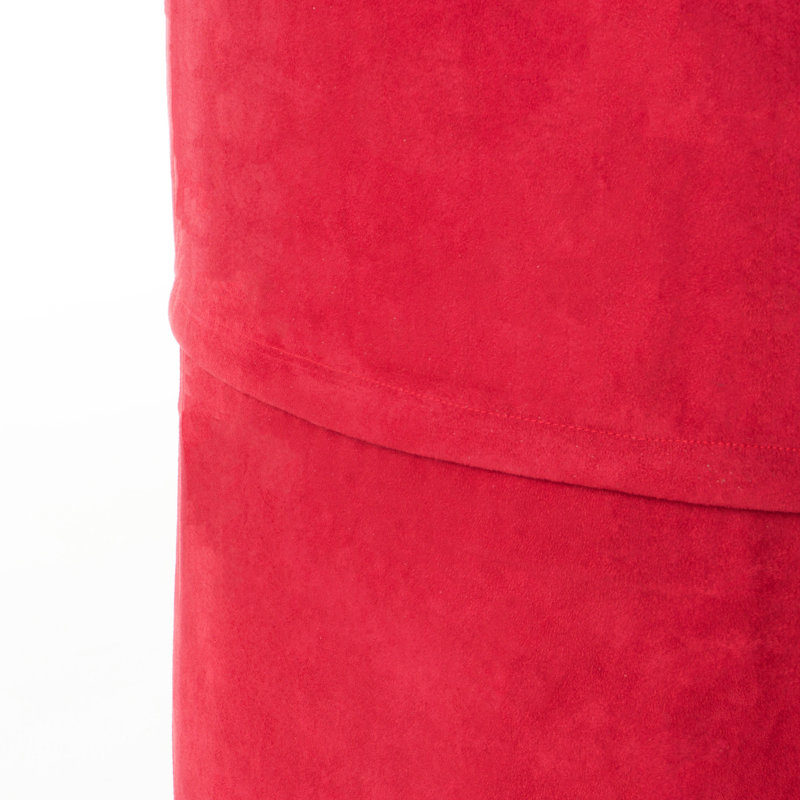 Pouf cylindrique de 120 cm en suède rouge. Moderne et confortable. Housse amovible zippée, rembourrage en mousse souple. Design confortable. Lavable et bien garni.