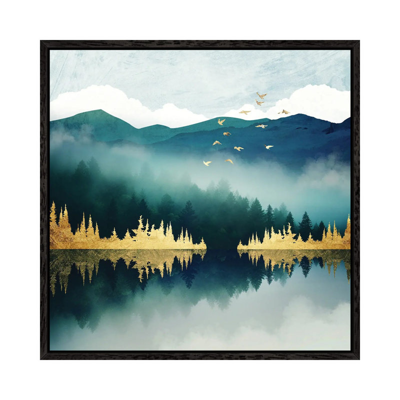 Mist Reflection - Print on Canvas, 45.72 cm H x 45.72 cm W, Black Framed