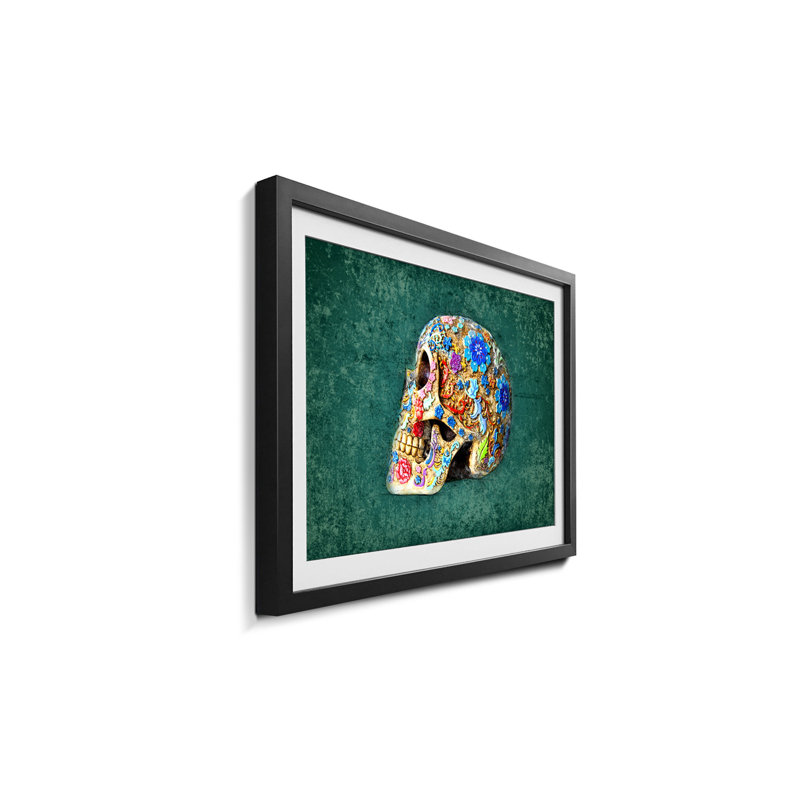 Colourful Skull 1 Piece Single Picture Frame Wall Art, 40cm H x 60cm W