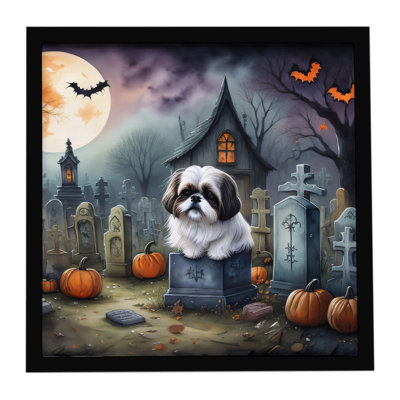 Shih Tzu Spooky Halloween, reproduction d'art encadrée