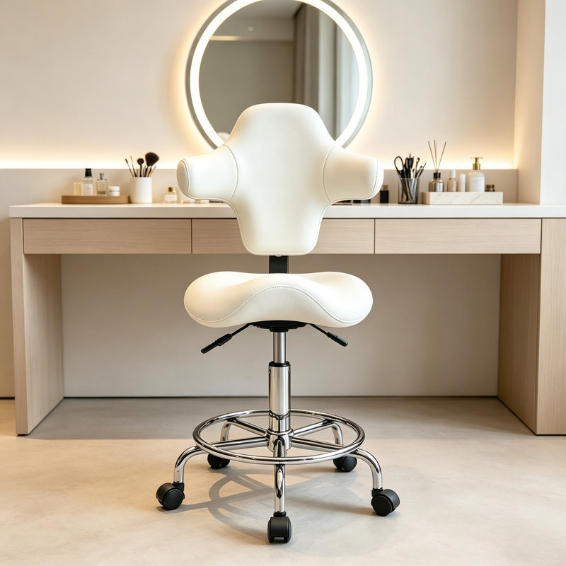 Tabouret de dessinateur réglable avec repose-pieds, dossier ergonomique en similicuir, chaise de bureau pivotante à roulettes et réglable en hauteur pour bureau, salon ou atelier
