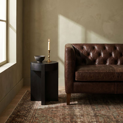 Table d'appoint en bois d'acacia Phoenix avec plateau en métal