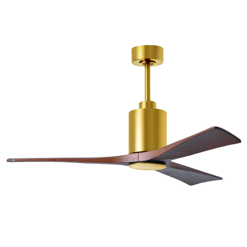 Patricia LED Downrod Ceiling Fan, Walnut, Brushed Brass, 52"