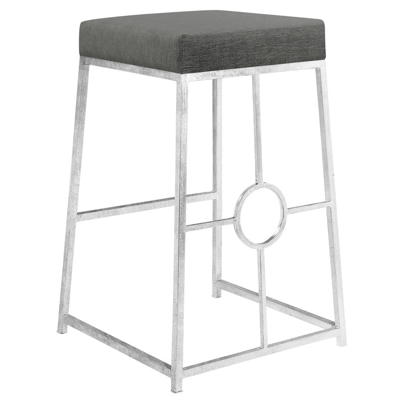 Hampton 30" Bar Stool, Silver Leaf, Charcoal