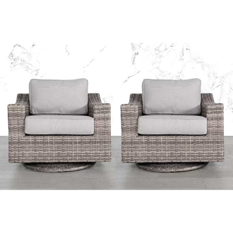 Fauteuil pivotant de luxe pour l'extérieur avec coussin - Structure en aluminium - rouille, gris, l 33 po x H 26 po, P 33 po