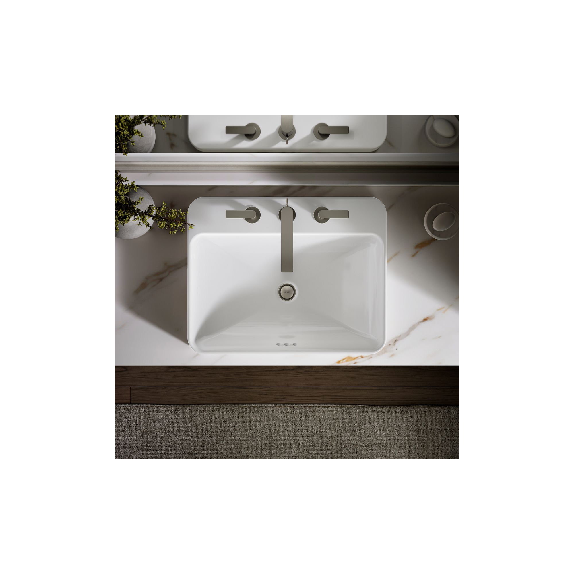 Vox Vitreous China Rectangular Vessel Bathroom Sink with Overflow, 3, White