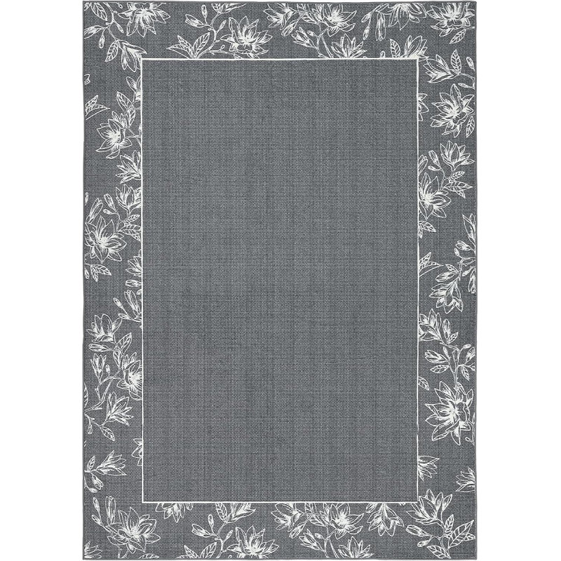 2x6 Washable Modern Bordered Hallway Rug, Non-Slip Low Pile Abstract Floral Runner for Kitchen, Laundry, Entryway, Linen