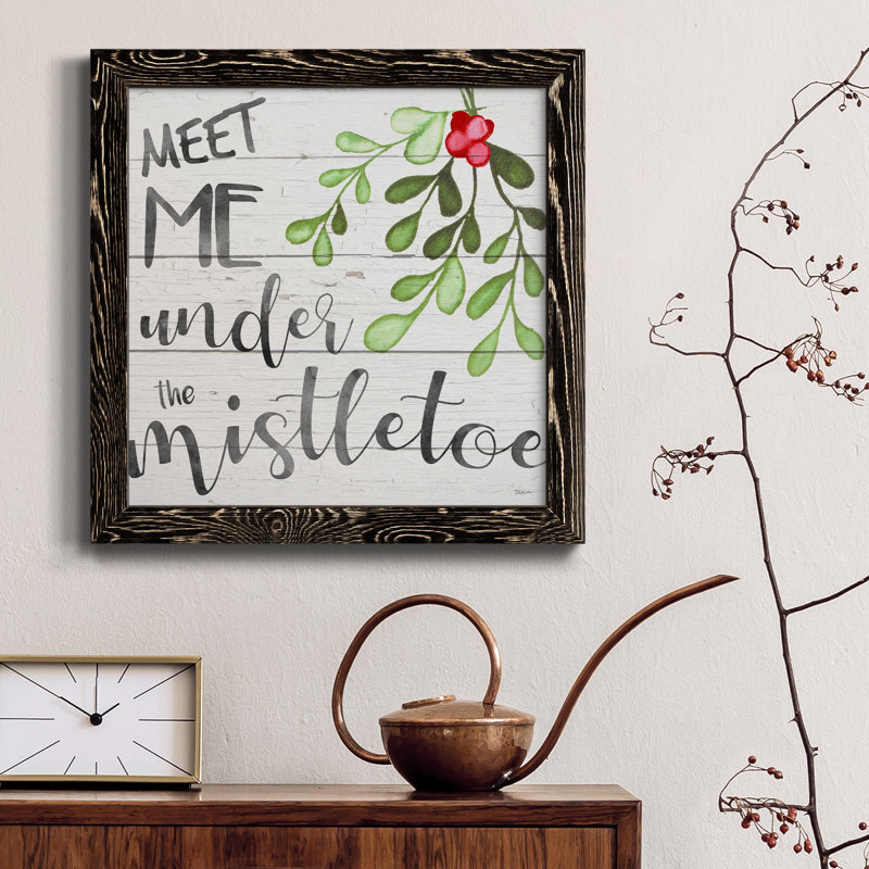«Mistletoe», art textuel sur toile, Toile avec cadre noir patiné, H 17 po x l 17 po x P 1,5 po