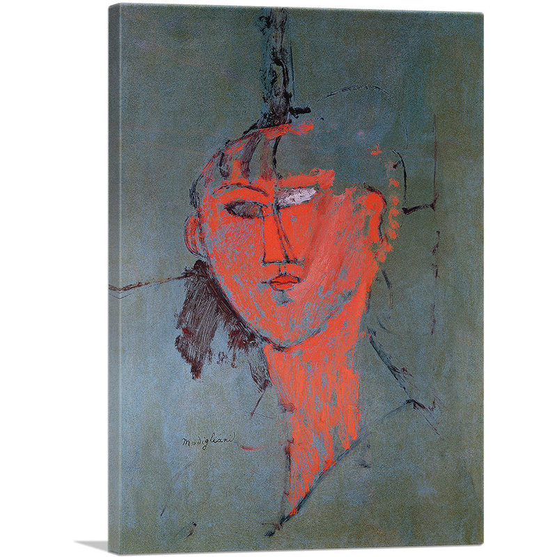 «The Red Head 1915» par Amedeo Modigliani, reproduction d'art sur toile tendue, H 18 po x l 12 po x P 0,75 po