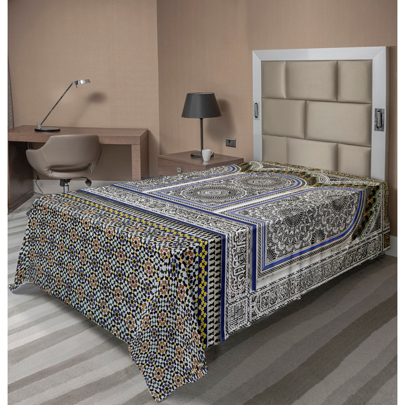 Multicolore Ambesonne, Drap plat pour lit simple