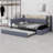 Daybed with Built-in Storage Footstool, Shelves,  Trundle, USB Charging and LED Lights-799142025