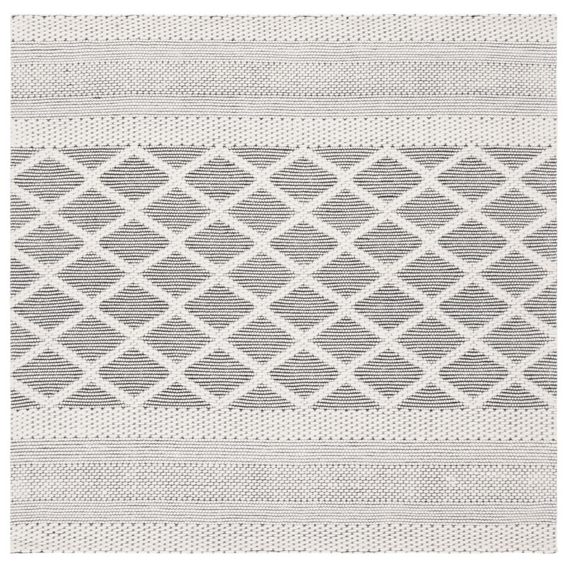 Tapis géométrique en laine / coton tissé à la main Allyx, Carré 6 pi