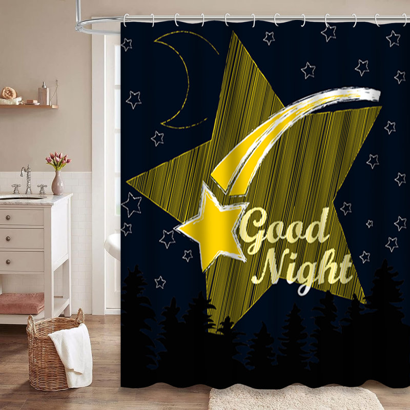 Rideau de douche avec 12 crochets Good Night, L 72 po x l 78 po
