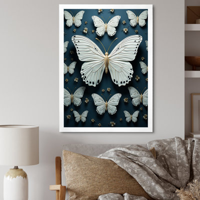 Papillon blanc et blanc, battement d'ailes de papillons, impression sur toile