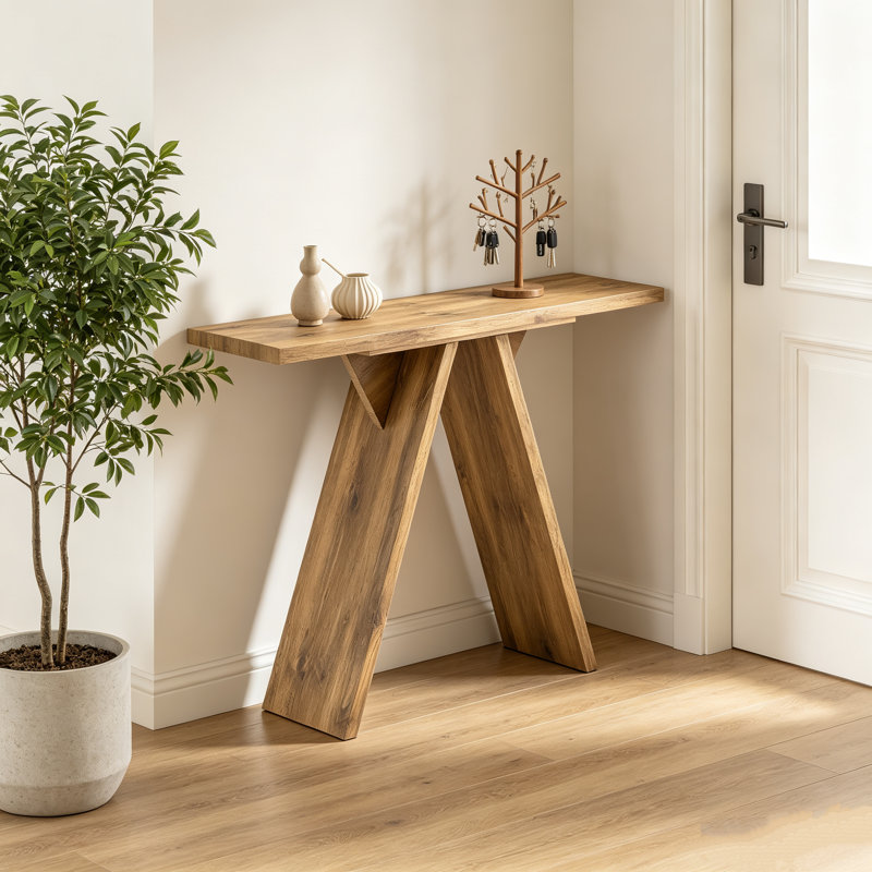 Console moderne de 43 po pour le vestibule, table de canapé étroite en bois avec base à structure en A, table d'appoint mince pour le salon et le vestibule