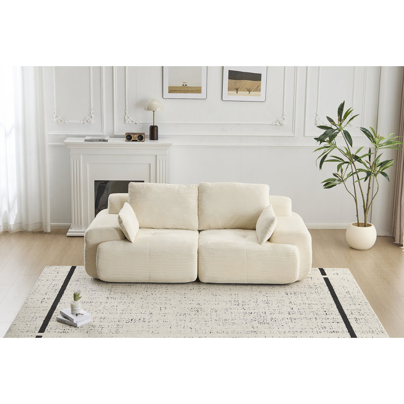 Canapé moderne en mousse à mémoire de forme compressée, grand canapé modulaire à 2 places pour le salon, canapé modulaire Cloud compatible avec les animaux de compagnie, tissu en velours côtelé, causeuse très profonde, sans assemblage avec coussins