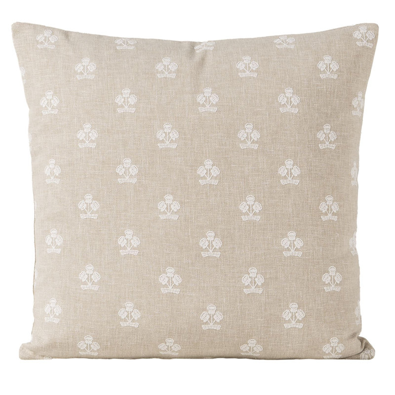 Hamachi Pillow Cover & Insert, Square 20", Polyester, Linen Beige Floral