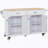 Kitchen Island With Rubber Wood Countertop, Kitchen Cart On 5 Wheels With Storage Cabinet-247250413