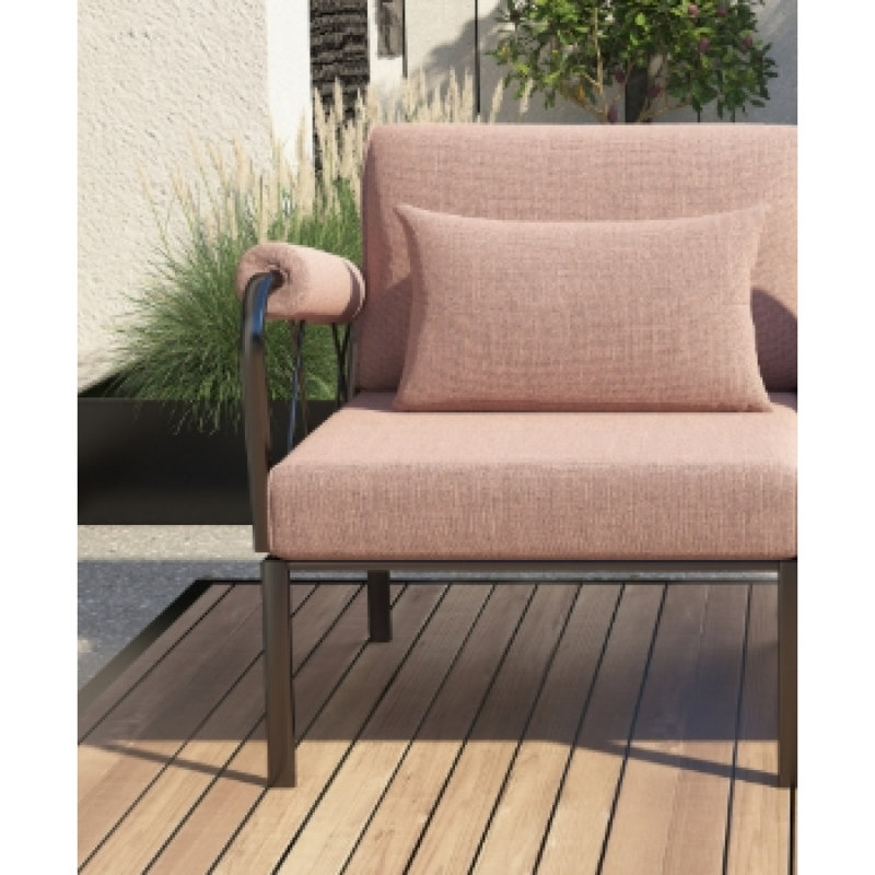 Ensemble de patio Rajni en tissu rose et finition noire (2 chaises)