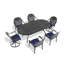 Ensemble de salle à manger 7 pièces en fonte d'aluminium toutes saisons comprenant 2 chaises pivotantes, 4 chaises et une table ovale avec cadre noir