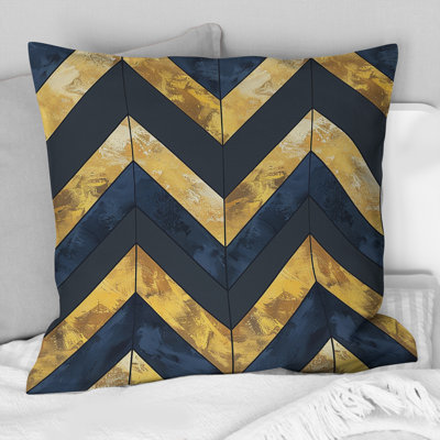 Blue Majestic Chevron I - Coussin décoratif traditionnel