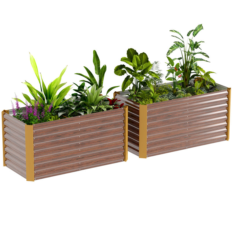 Ensemble de 2 jardin surélevé, jardinière, brun foncé vieilli