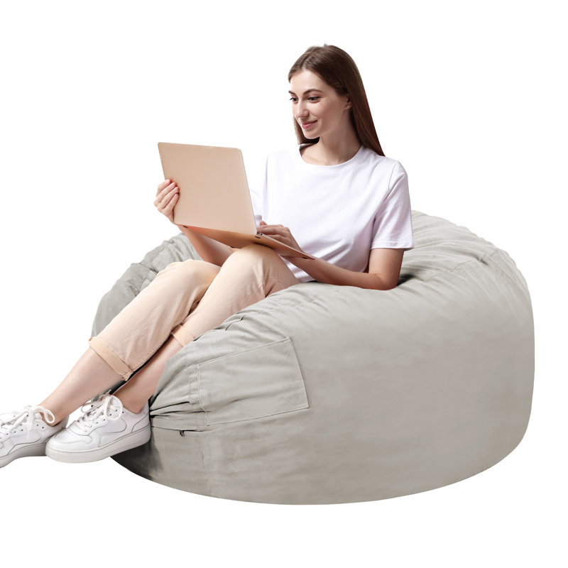 Standard Bean Bag Chair for Adults, Pre-Filled Furniture with Soft Removable Cover, Comfy Kids Refillable Sofa for Living Room Bedroom Dorm