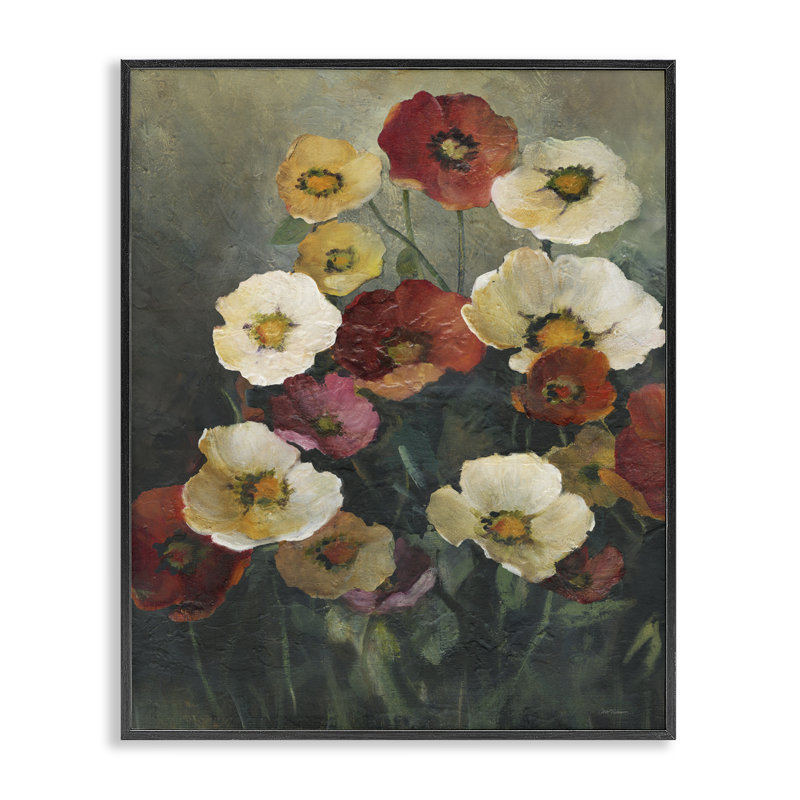 «Poppies at Dawn», peinture giclée par Carol Robinson, H 14 po x l 11 po, Giclée encadrée noir minuit