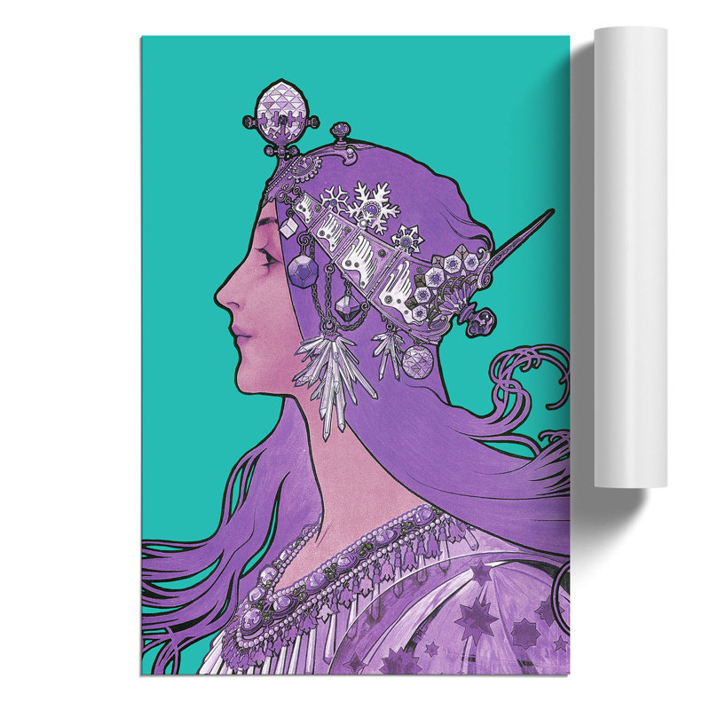 Purple Zodiac by Alphonse Mucha - Frameless Print, 84cm H x 59cm W x 0.1cm D