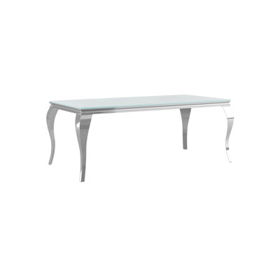 78.6" W Glam Dining Table, White, White/Chrome