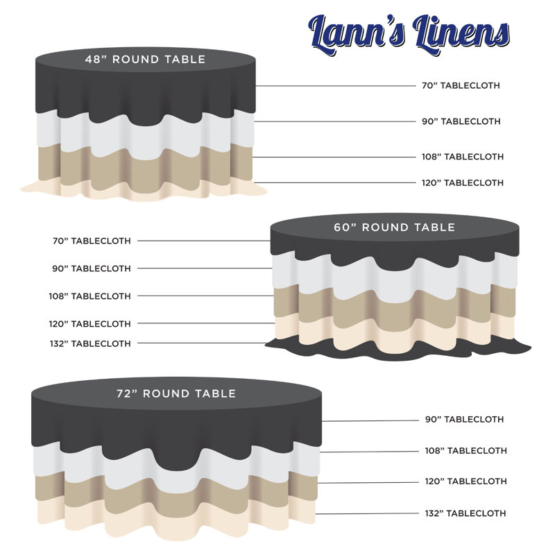 White Round 120-Inch Polyester Fabric Tablecloth